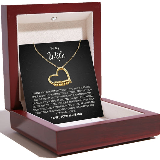 Charming Heart Necklace with Engraved Name Beads For Wife