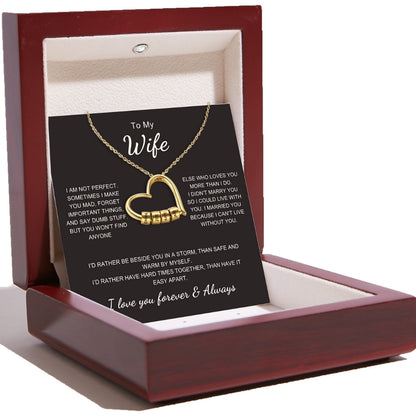 Charming Heart Necklace with Engraved Name Beads For Wife