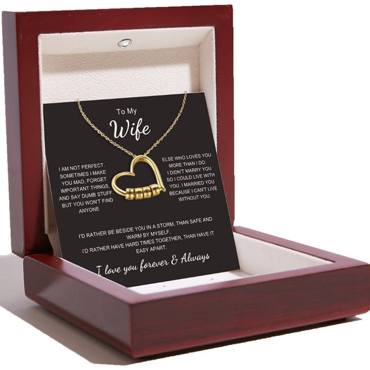 Charming Heart Necklace with Engraved Name Beads For Wife