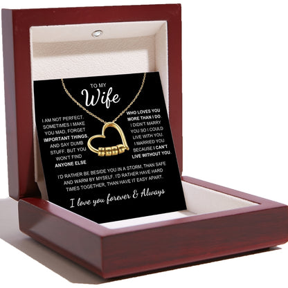 Charming Heart Necklace with Engraved Name Beads For Wife