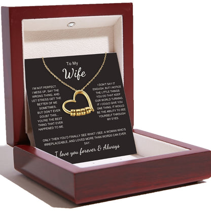 Charming Heart Necklace with Engraved Name Beads For Wife