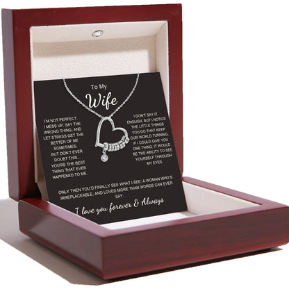 Charming Heart Necklace with Engraved Name Beads For Wife