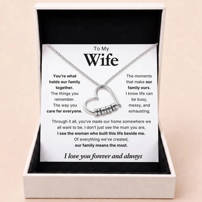 Charming Heart Engraved-Bead Necklace for Wife - You Hold Us Together