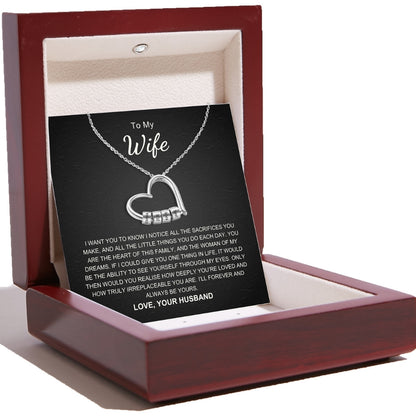 Charming Heart Necklace with Engraved Name Beads For Wife