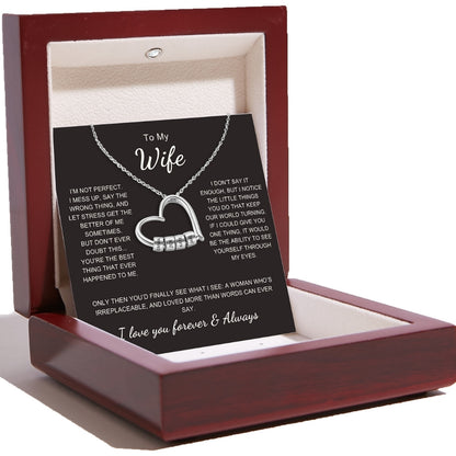 Charming Heart Necklace with Engraved Name Beads For Wife