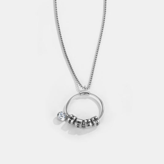 Circle Pendant Necklace with Name Beads