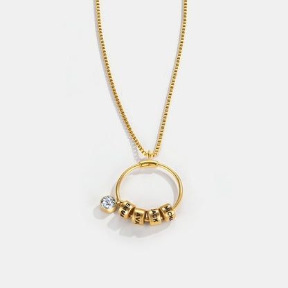 Circle Pendant Necklace with Name Beads