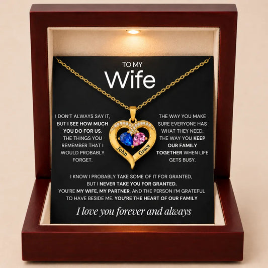 Together Forever Birthstone Heart Necklace For Wife - Never Take You For Granted