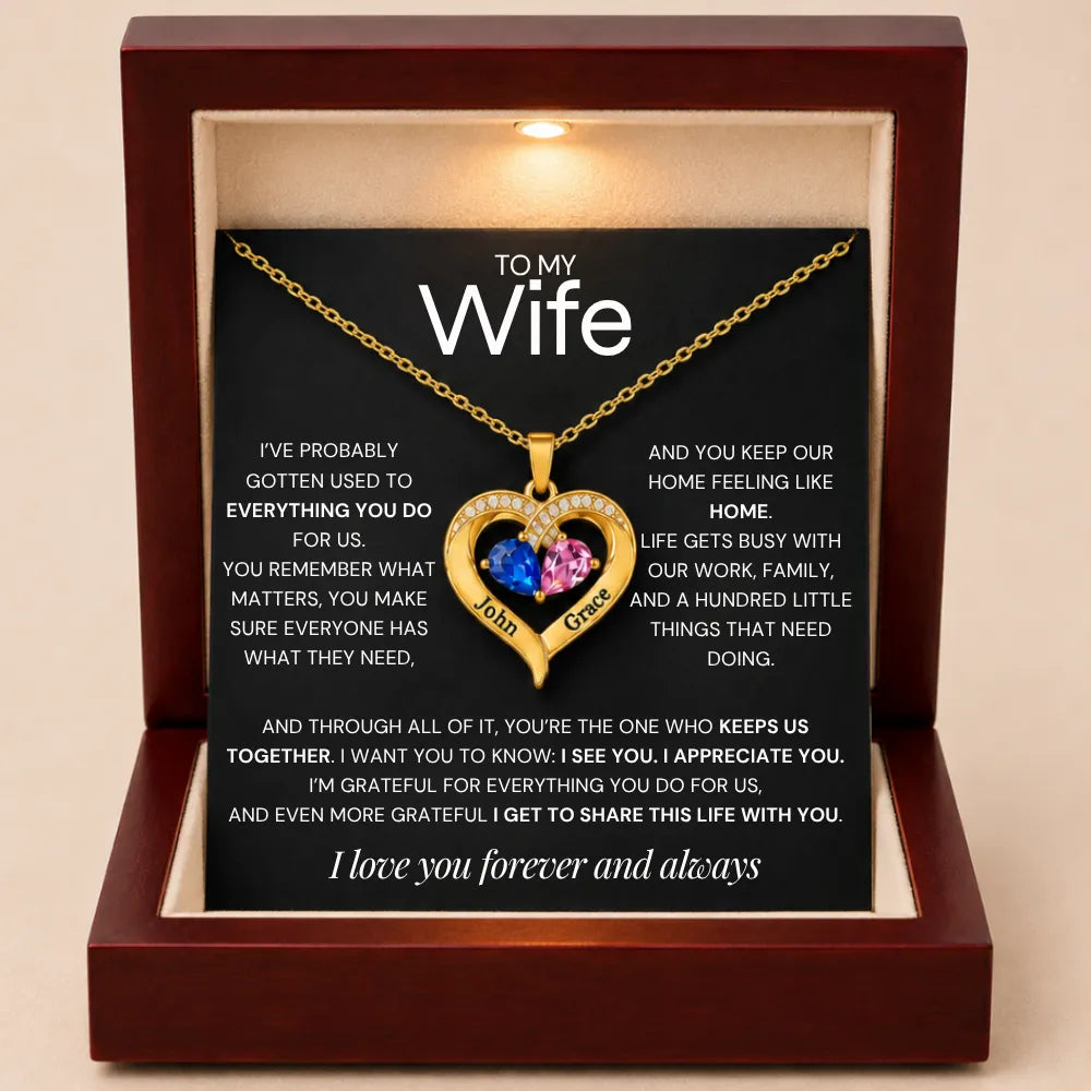 Together Forever Birthstone Heart Necklace For Wife - One Who Keeps Us Together