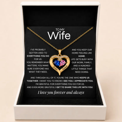 Together Forever Birthstone Heart Necklace For Wife - One Who Keeps Us Together