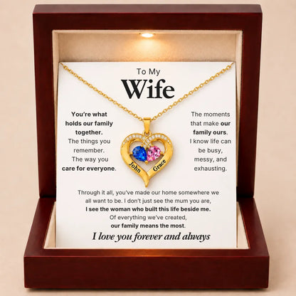 Together Forever Birthstone Heart Necklace For Wife - You Hold Us Together