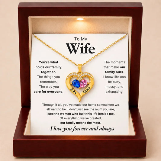 Together Forever Birthstone Heart Necklace For Wife - You Hold Us Together