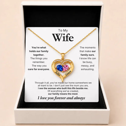 Together Forever Birthstone Heart Necklace For Wife - You Hold Us Together