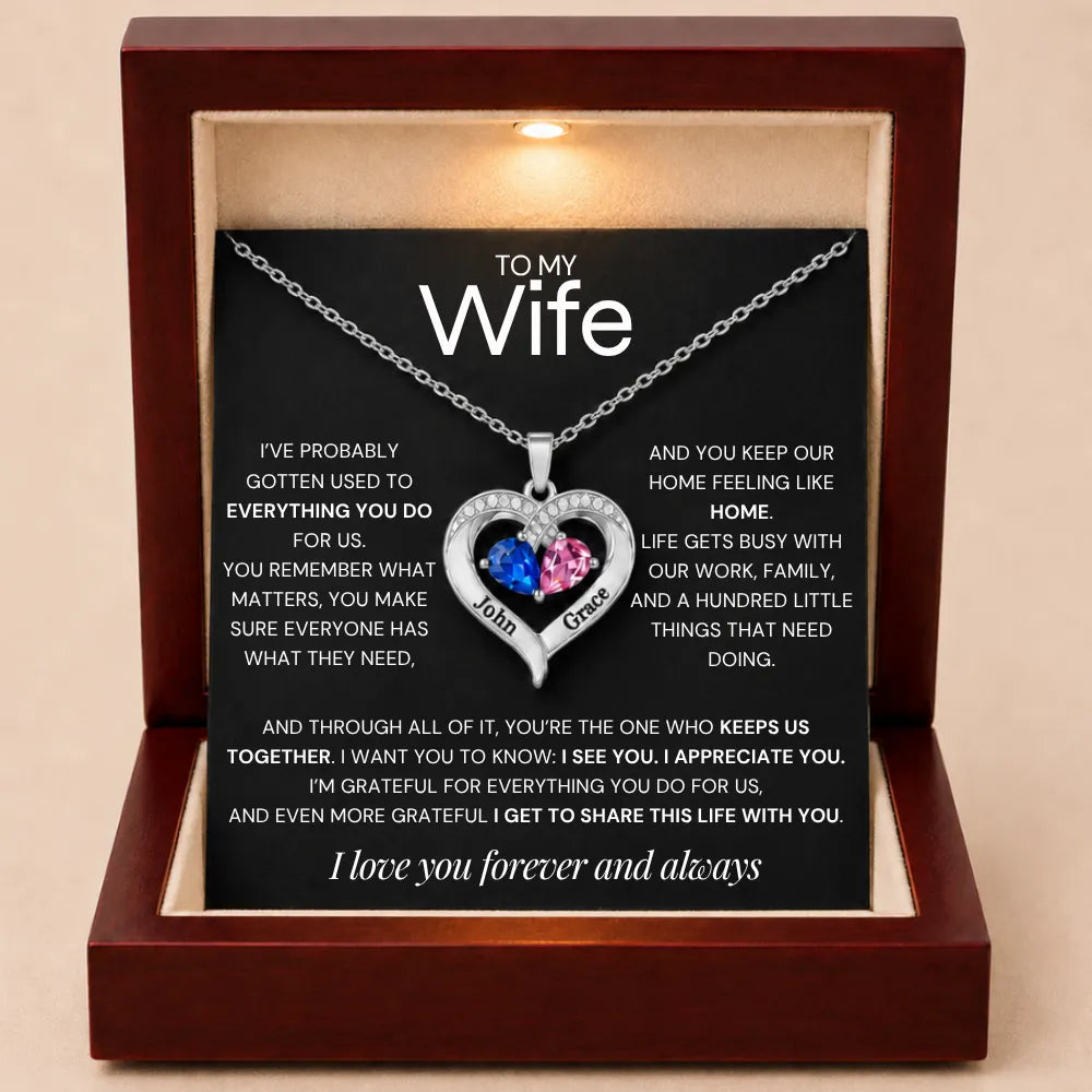 Together Forever Birthstone Heart Necklace For Wife - One Who Keeps Us Together