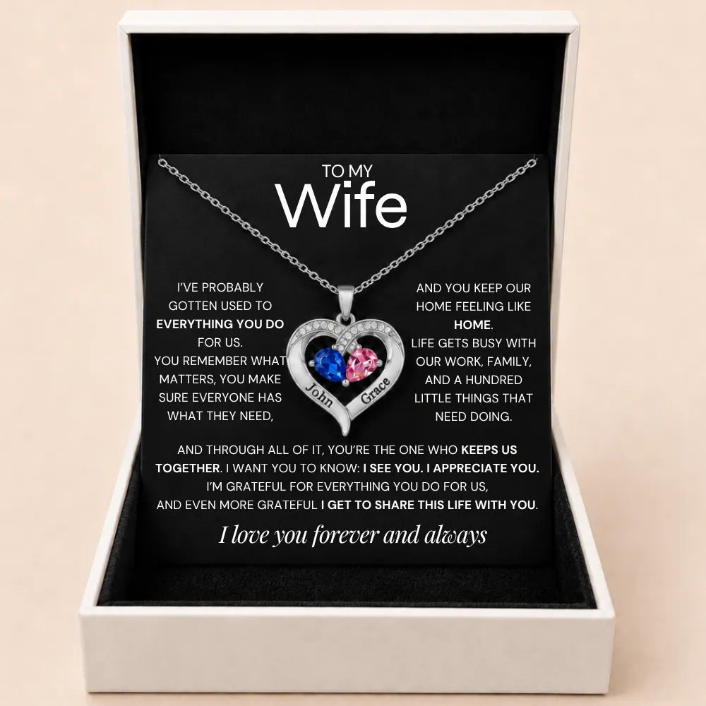 Together Forever Birthstone Heart Necklace For Wife - One Who Keeps Us Together