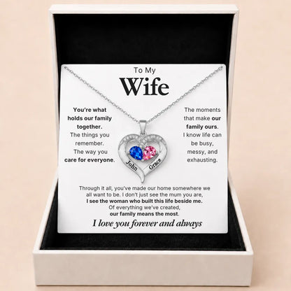 Together Forever Birthstone Heart Necklace For Wife - You Hold Us Together