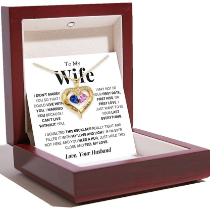 To My Wife – Together Forever Birthstone Heart Necklace
