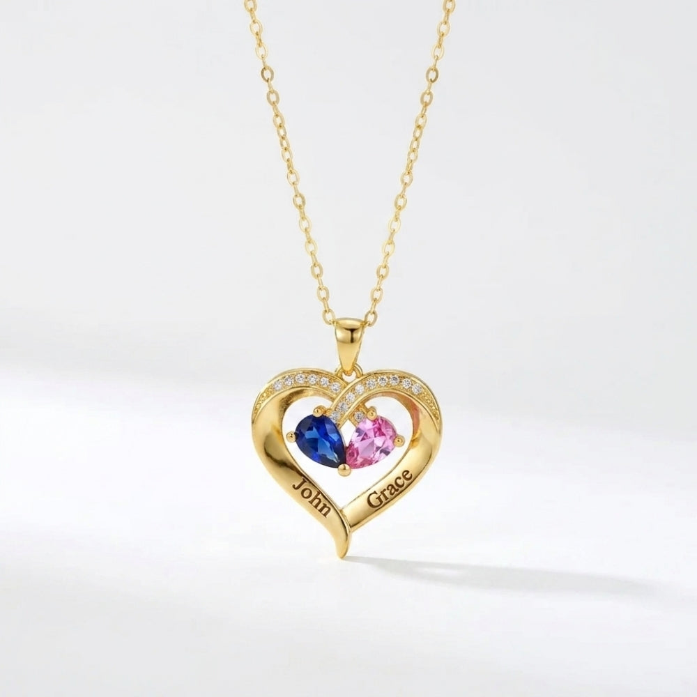 To The Best Mum – Together Forever Birthstone Heart Necklace