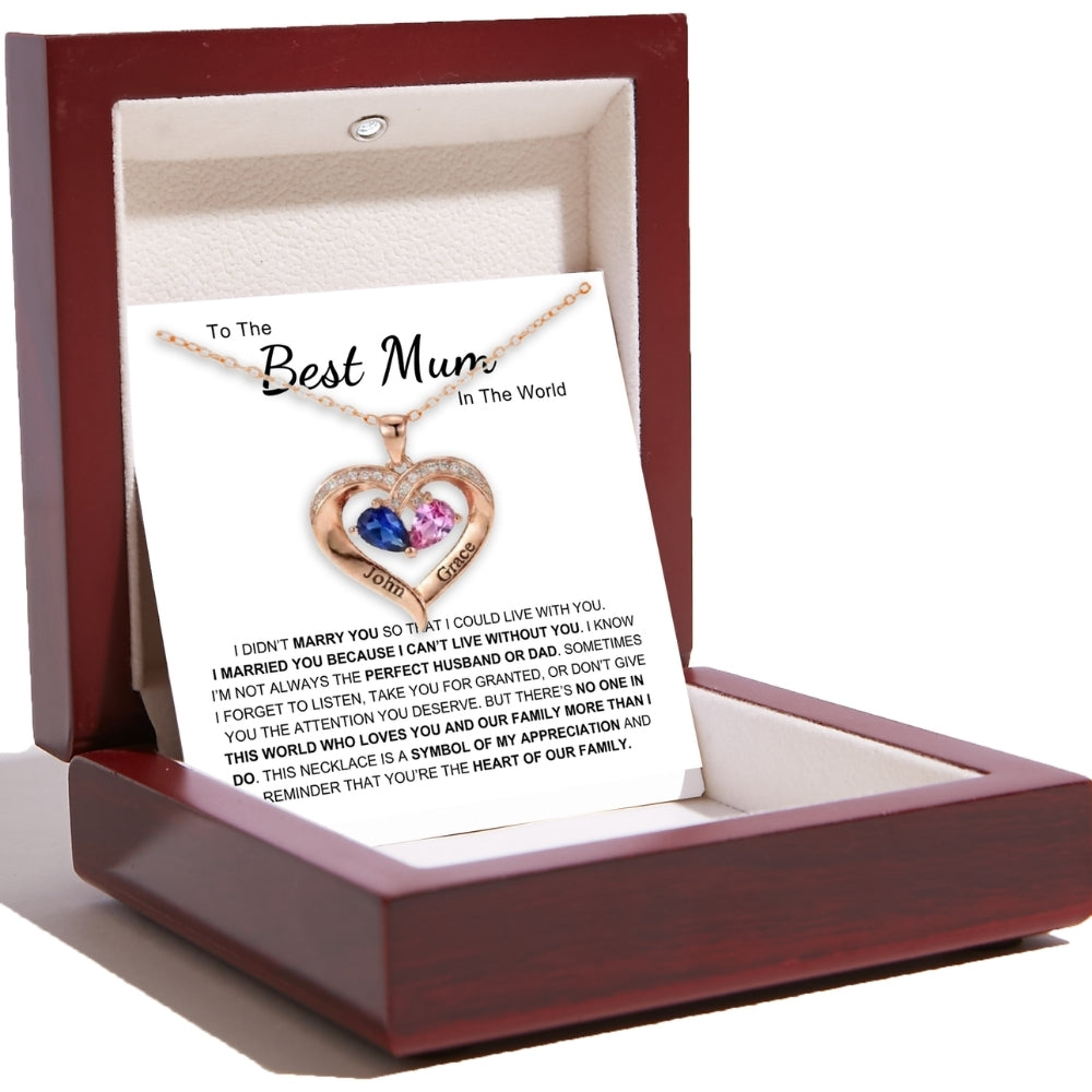 To The Best Mum – Together Forever Birthstone Heart Necklace