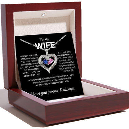 To My Wife – Together Forever Birthstone Heart Necklace