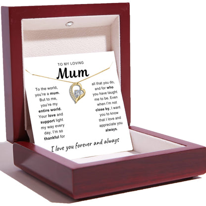 To My Loving Mum - Love Heart Necklace