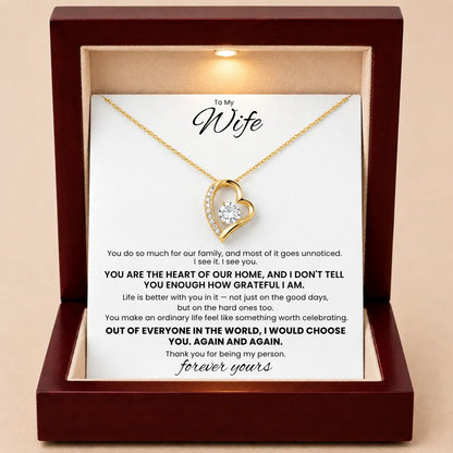 Love Heart Necklace For Wife - You Are The Heart Of Our Home
