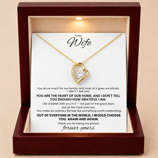 Love Heart Necklace For Wife - You Are The Heart Of Our Home
