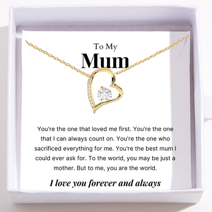 To My Mum – Love Heart Necklace – You’re The Best Mum