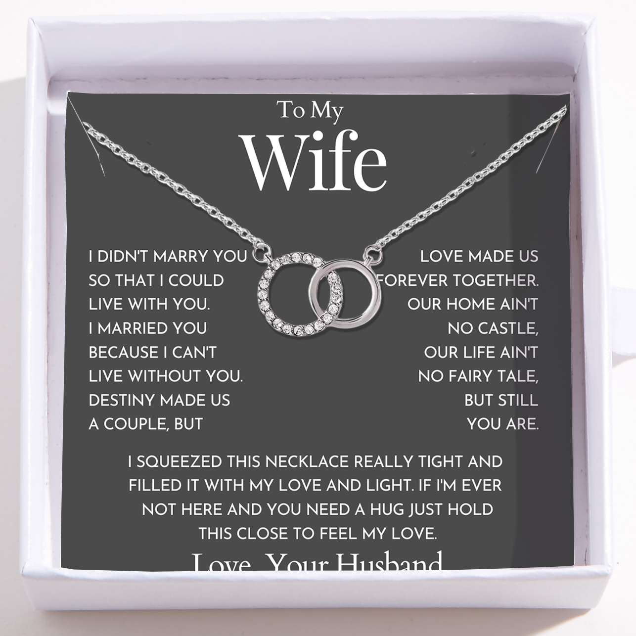 To My Wife – Perfect Pair Necklace – I Can’t Live Without You