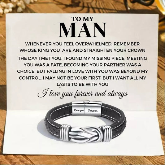 To My Man ‘Forever Linked Together’ Braided Leather Bracelet