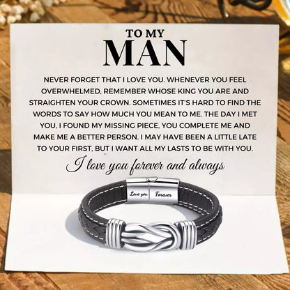 To My Man ‘Forever Linked Together’ Braided Leather Bracelet