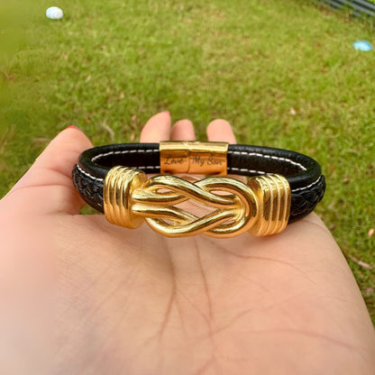 To My Son – ‘Forever Linked Together’ Braided Leather Bracelet