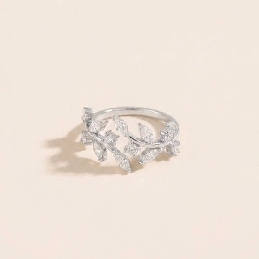 Crystal Leaf Ring