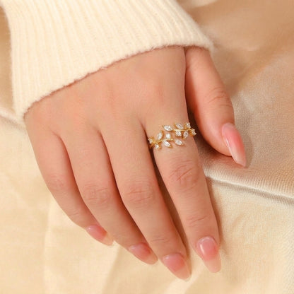 Crystal Leaf Ring