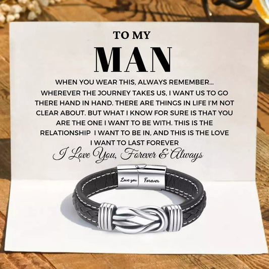 To My Man ‘Forever Linked Together’ Braided Leather Bracelet