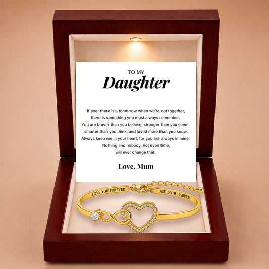 To My Daughter – Infinity Heart Name Bracelet
