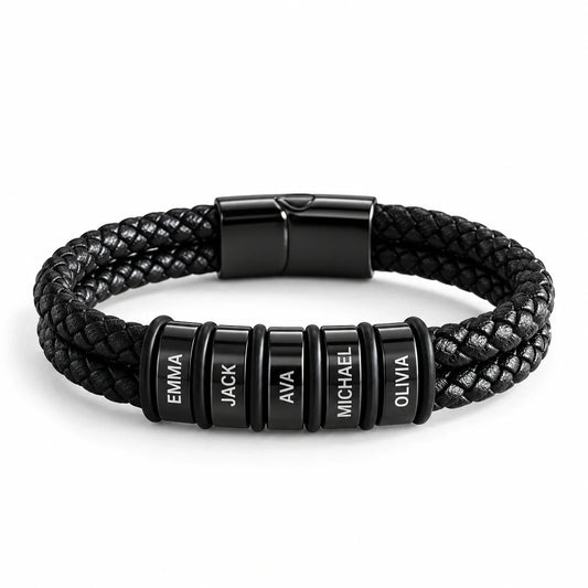 'Family Comes First' Mens Bracelet with Family Names