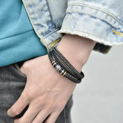 Mother and Son Braided Leather Bracelet