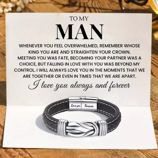 To My Man ‘Forever Linked Together’ Braided Leather Bracelet