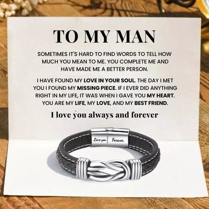 To My Man ‘Forever Linked Together’ Braided Leather Bracelet