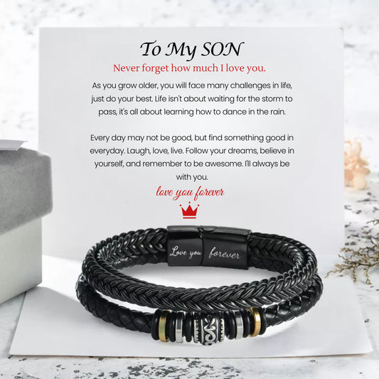 Mother and Son Braided Leather Bracelet